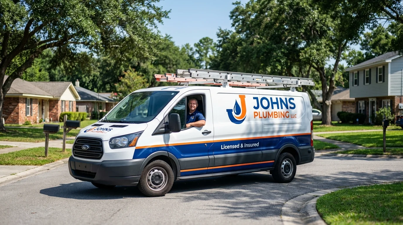 Johns Plumbing LLC service van in Mount Laurel, NJ