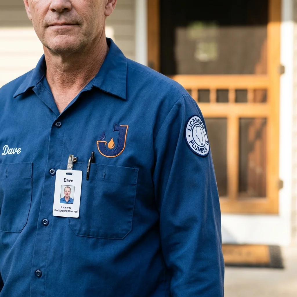Licensed plumber showing ID badge in Mount Laurel, NJ