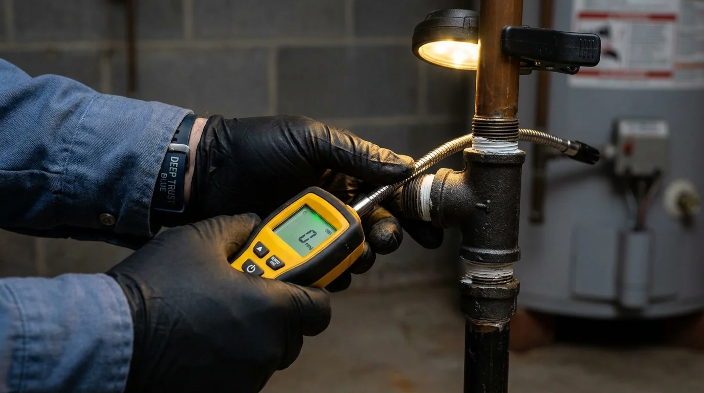 Gas leak detection with electronic sniffer by Johns Plumbing LLC in Mount Laurel